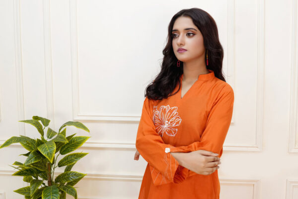 Sunset Embroidered Cotton Stitched Dress - Image 4